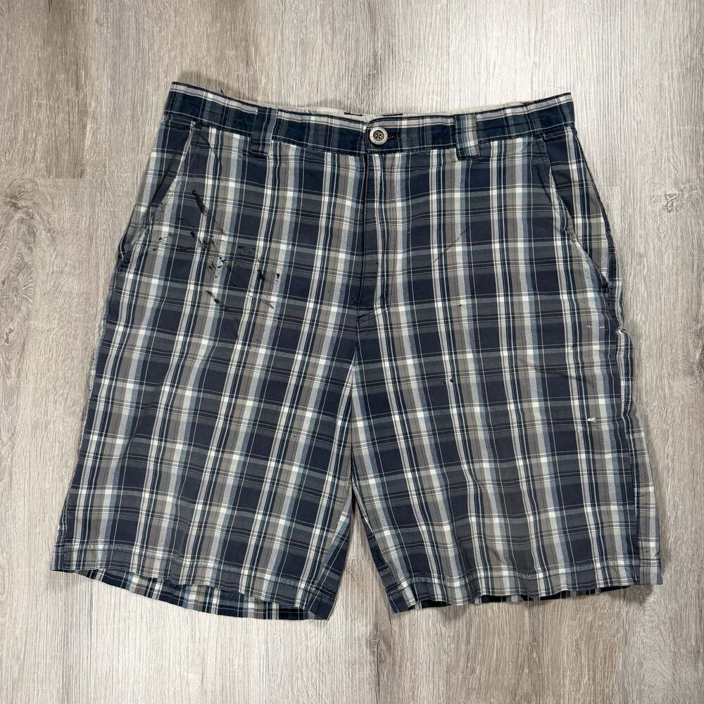 Columbia Sportswear Men's Casual Flat Front Plaid Cotton Shorts Size 34